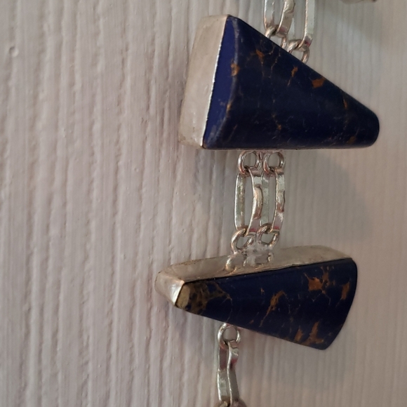 Bracelet,  lapis lazuli gemstone, 925 silver, hand - Picture 3 of 14